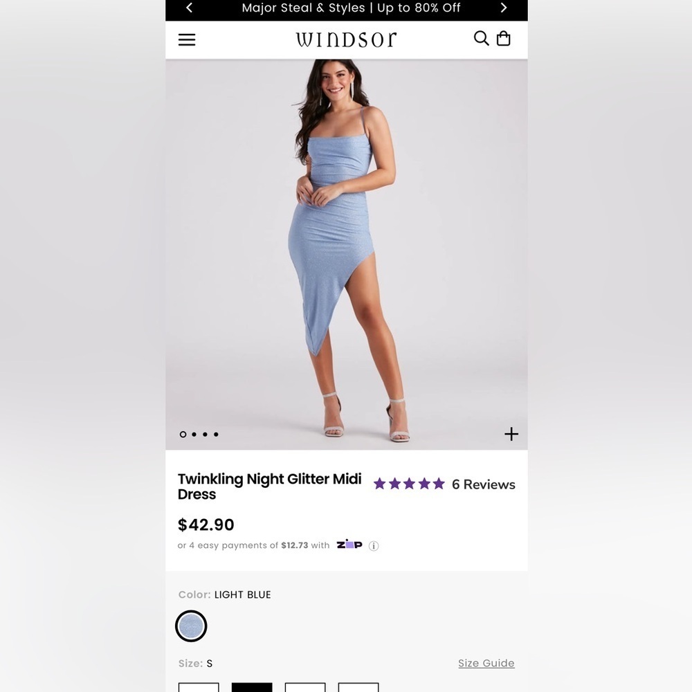 Blue‎ Asymmetrical Midi Skirt